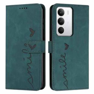 For Realme C71 4G Skin Feel Heart Embossed Leather Phone Case with Long Lanyard(Green)