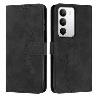 For Realme C71 4G Skin Feel Heart Embossed Leather Phone Case with Long Lanyard(Black)