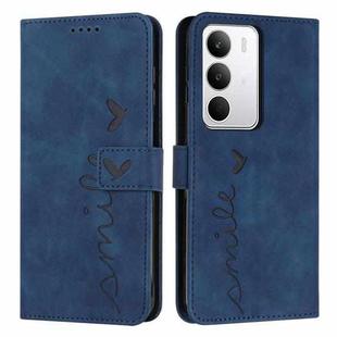 For Realme C71 4G Skin Feel Heart Embossed Leather Phone Case with Long Lanyard(Blue)