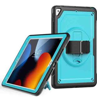 For iPad 10.2 2021 / 2020 / 10.5 2019 Honeycomb Hand Grip Turntable Stand Tablet Case(Light Blue)
