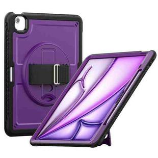 For iPad Air 13 2024 Honeycomb Hand Grip Turntable Stand Tablet Case(Purple)