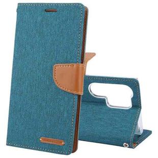 For Samsung Galaxy S24 Ultra 5G GOOSPERY CANVAS DIARY Fabric Texture Flip Leather Phone Case(Green)