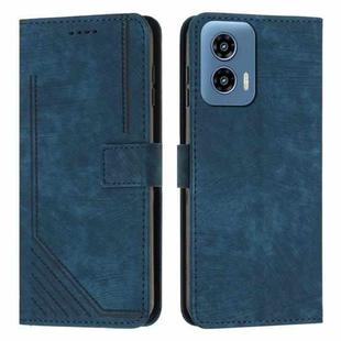 For Motorola Moto G Play 5G 2024 / G 5G 2024 Skin Feel Stripe Pattern Leather Phone Case with Long Lanyard(Blue)