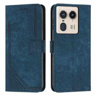 For Motorola Edge 50 Ultra Skin Feel Stripe Pattern Leather Phone Case with Long Lanyard(Blue)