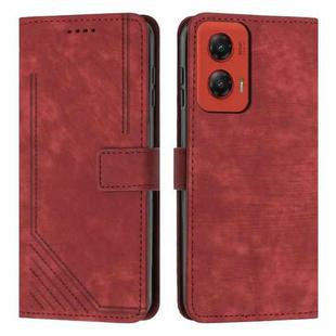 For Motorola Moto G Stylus 5G 2024 Skin Feel Stripe Pattern Leather Phone Case with Long Lanyard(Red)