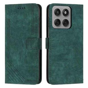 For Motorola Edge 60 Pro Skin Feel Stripe Pattern Leather Phone Case with Lanyard(Green)