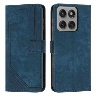 For Motorola Edge 60 Pro Skin Feel Stripe Pattern Leather Phone Case with Lanyard(Blue)