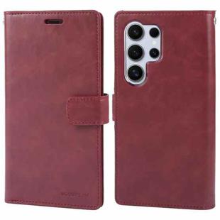 For Samsung Galaxy S24 Ultra 5G GOOSPERY MANSOOR DIARY 9 Card Slots Leather Phone Case(Wine Red)