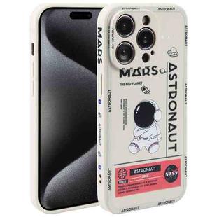 For iPhone 15 Pro Max Astronaut Pattern Silicone Straight Edge Phone Case(Mars Astronaut-White)