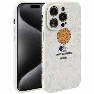 For iPhone 15 Pro Astronaut Pattern Silicone Straight Edge Phone Case(Lovely Astronaut-White)