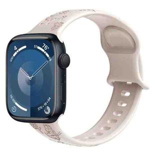 For Apple Watch Series 9 41mm Butterfly Flower Embossed Silicone Watch Band(Starlight)