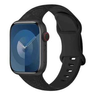 For Apple Watch SE 40mm Rose Embossed Silicone Watch Band(Black)