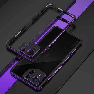 For ASUS ROG Phone 8 Lens Protector + Metal Frame Phone Case(Black Purple)