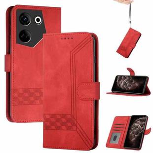 For Tecno Camon 20/20 Pro 4G Cubic Skin Feel Flip Leather Phone Case(Red)