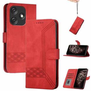 For Tecno Spark 10C Cubic Skin Feel Flip Leather Phone Case(Red)