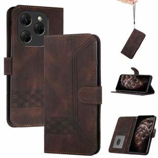 For Tecno Spark 20 Pro Cubic Skin Feel Flip Leather Phone Case(Brown)