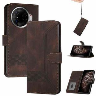 For Tecno Camon 30 Pro Cubic Skin Feel Flip Leather Phone Case(Brown)