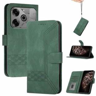 For Tecno Pova 6 Pro Cubic Skin Feel Flip Leather Phone Case(Green)