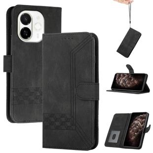 For Tecno Spark 30C 5G / Pop 9 5G Cubic Skin Feel Flip Leather Phone Case(Black)