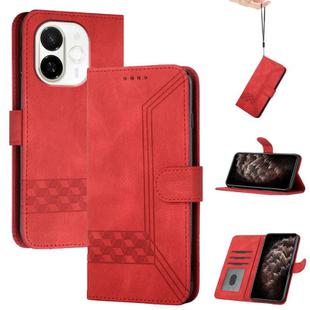 For Tecno Spark 30C 5G / Pop 9 5G Cubic Skin Feel Flip Leather Phone Case(Red)