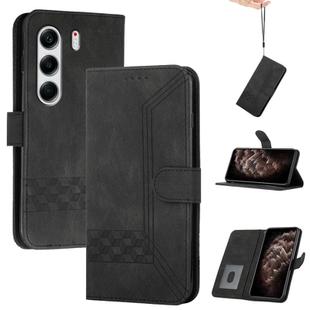 For Tecno Camon 40 Pro 4G Cubic Skin Feel Flip Leather Phone Case(Black)