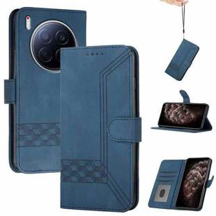 For Tecno Camon 40 Premier Cubic Skin Feel Flip Leather Phone Case(Blue)