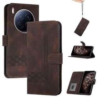 For Tecno Camon 40 Premier Cubic Skin Feel Flip Leather Phone Case(Brown)