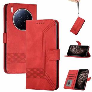 For Tecno Camon 40 Premier Cubic Skin Feel Flip Leather Phone Case(Red)