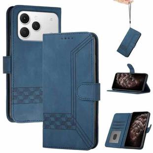 For Tecno Spark 40 4G Cubic Skin Feel Flip Leather Phone Case(Blue)