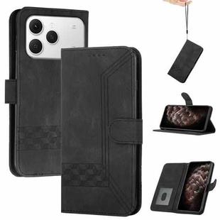 For Tecno Spark 40 4G Cubic Skin Feel Flip Leather Phone Case(Black)