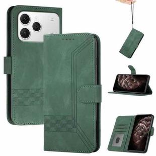 For Tecno Spark 40 4G Cubic Skin Feel Flip Leather Phone Case(Green)