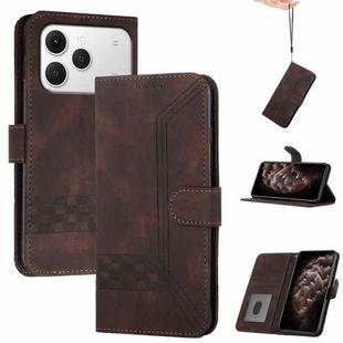 For Tecno Spark 40 4G Cubic Skin Feel Flip Leather Phone Case(Brown)