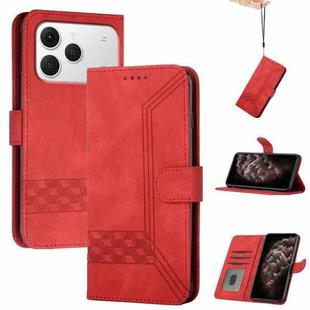 For Tecno Spark 40 4G Cubic Skin Feel Flip Leather Phone Case(Red)