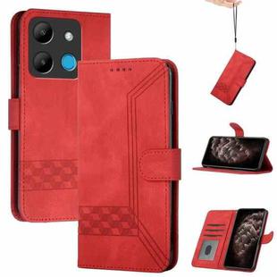 For Infinix Smart 7 Cubic Skin Feel Flip Leather Phone Case(Red)