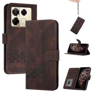 For Infinix Note 40 Pro 4G / 5G Cubic Skin Feel Flip Leather Phone Case(Brown)