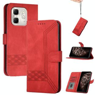 For Infinix Hot 50i / Smart 9 Cubic Skin Feel Flip Leather Phone Case(Red)