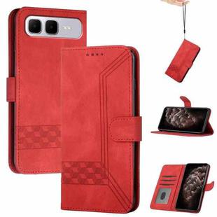 For Infinix Smart 10 Plus 4G Cubic Skin Feel Flip Leather Phone Case(Red)