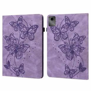 For Lenovo Tab M11 / Xiaoxin Pad 11 2024 Embossed Butterfly Pattern Leather Tablet Case(Purple)