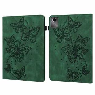 For Lenovo Tab M11 / Xiaoxin Pad 11 2024 Embossed Butterfly Pattern Leather Tablet Case(Green)