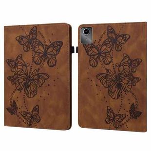 For Lenovo Tab M11 / Xiaoxin Pad 11 2024 Embossed Butterfly Pattern Leather Tablet Case(Brown)