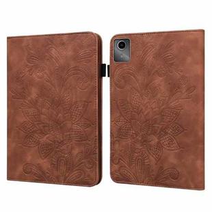 For Lenovo Tab M11 / Xiaoxin Pad 11 2024 Lace Flower Embossing Pattern Leather Tablet Case(Brown)