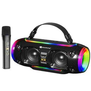 New Rixing NR8806 Portable Outdoor Wireless Bluetooth Speaker RGB Colorful Subwoofer, Style:Single Mic(Black)