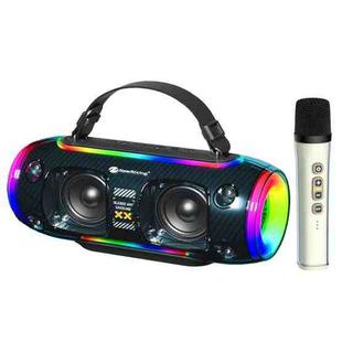 New Rixing NR8806 Portable Outdoor Wireless Bluetooth Speaker RGB Colorful Subwoofer, Style:Single Mic(Blue)