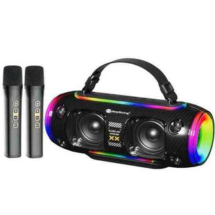 New Rixing NR8806 Portable Outdoor Wireless Bluetooth Speaker RGB Colorful Subwoofer, Style:Dual Mic(Black)