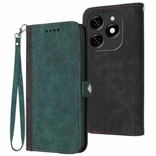 For Tecno Spark 20 Side Buckle Double Fold Hand Strap Leather Phone Case(Dark Green)