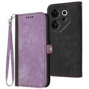 For Tecno Camon 20 Premier Side Buckle Double Fold Hand Strap Leather Phone Case(Purple)