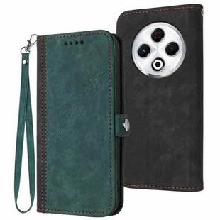 For Tecno Spark 30 4G Side Buckle Double Fold Hand Strap Leather Phone Case(Dark Green)