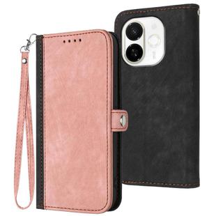 For Tecno Spark 30C 5G / Pop 9 5G Side Buckle Double Fold Hand Strap Leather Phone Case(Pink)
