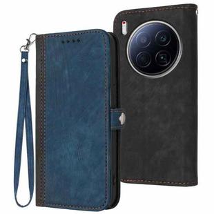 For Tecno Camon 40 Premier Side Buckle Double Fold Hand Strap Leather Phone Case(Royal Blue)