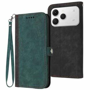 For Tecno Spark 40 4G Side Buckle Double Fold Hand Strap Leather Phone Case(Dark Green)